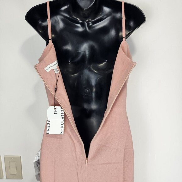 Dress The Population Mira Mini Dress S Ruffle Hem Blush Pink Bodycon NWT - Picture 6 of 12